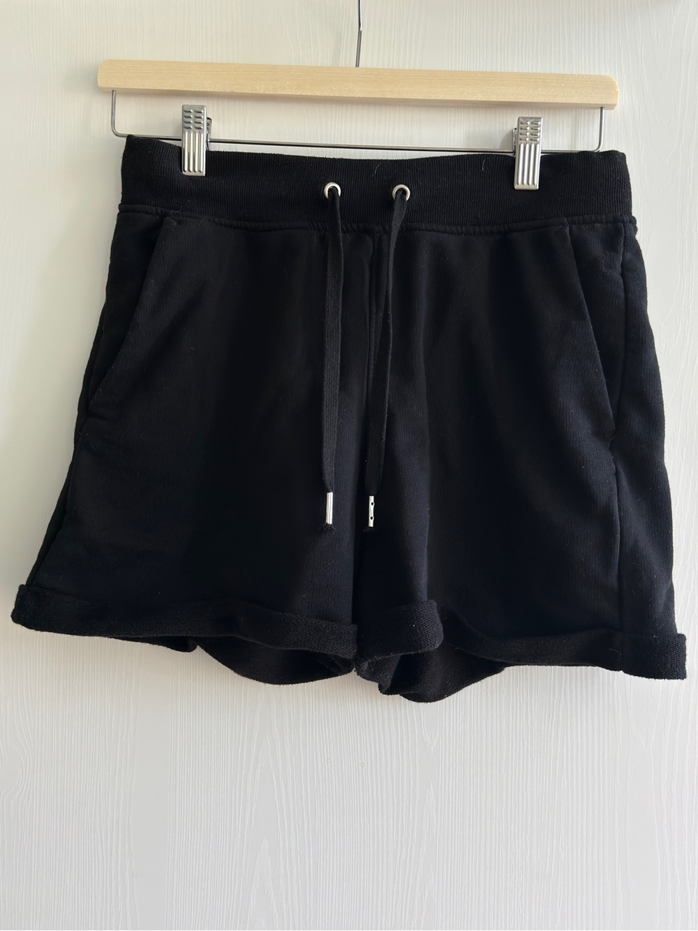 H&M Basics Black Terry Drawstring Lounge Shorts - Size S